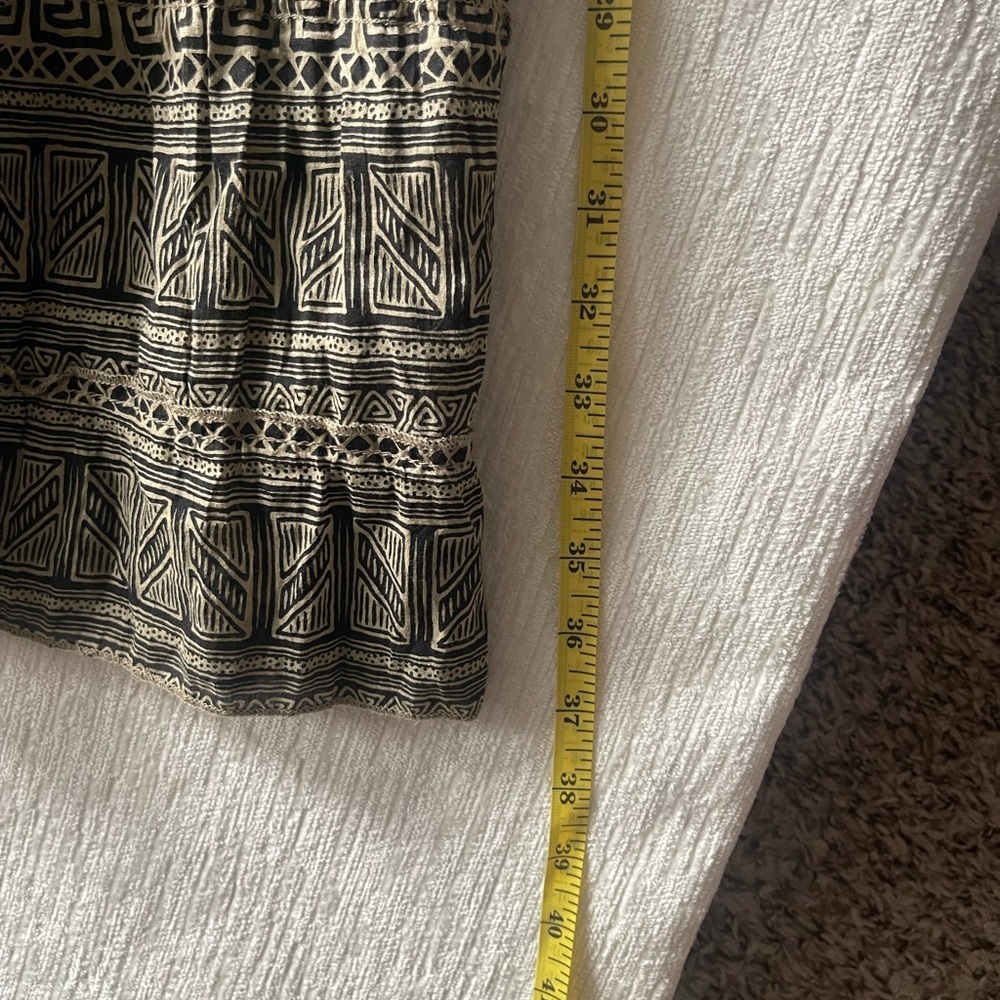 Kim Rogers Cream & Black Geometric Patterned Drawstring Midi Skirt - Picture 8 of 10